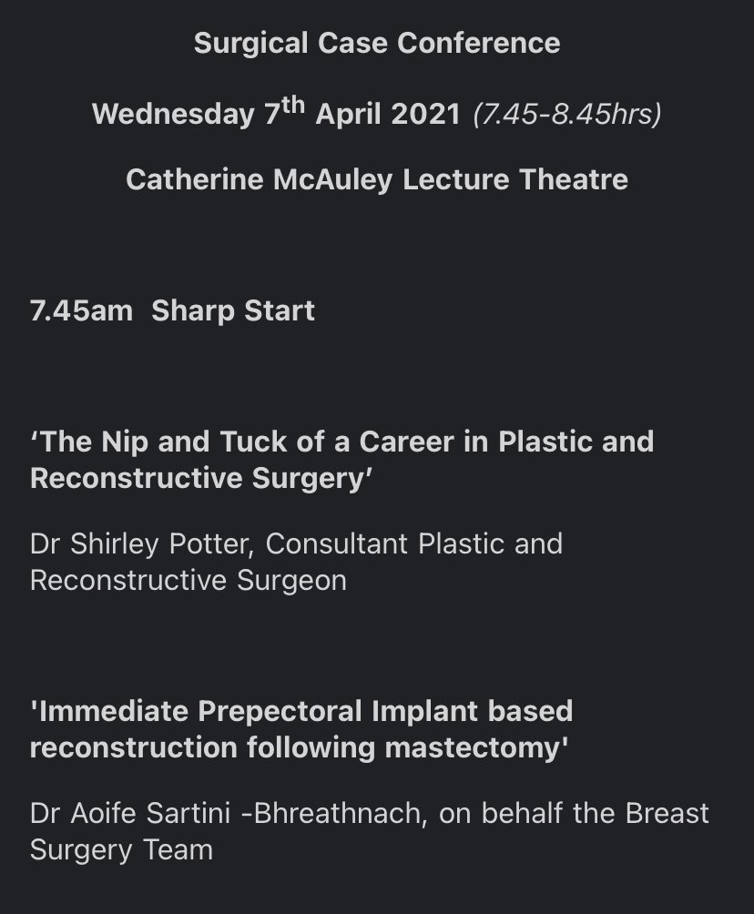 Matersurgery's tweet photo. Surgical grand rounds tomorrow- CMcA 7.45- great to see everyone in and ready to go for then! https://t.co/y3jlf6wFJ6