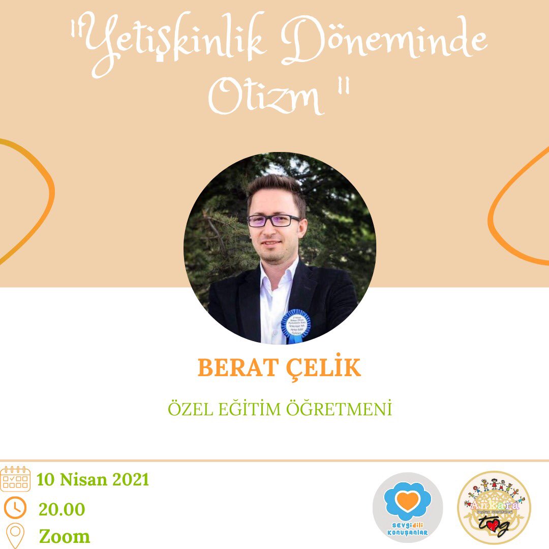 Otizmde farkındalık eğitimlerimizin ikincisi bu Cumartesi saat 20:00’da Özel Eğitim Öğretmeni Berat Çelik ile gerçekleştirilecektir.🤍🤍 Eğitim için Zoom linki Telegram grubunda paylaşılacaktır; t.me/joinchat/1DFFx…
