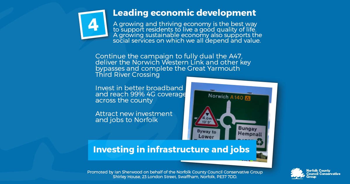 Our plan for economic development is part four of our series on our ambitious plan for Norfolk 

Vote Conservative on May 6th and deliver a better future for Norfolk!