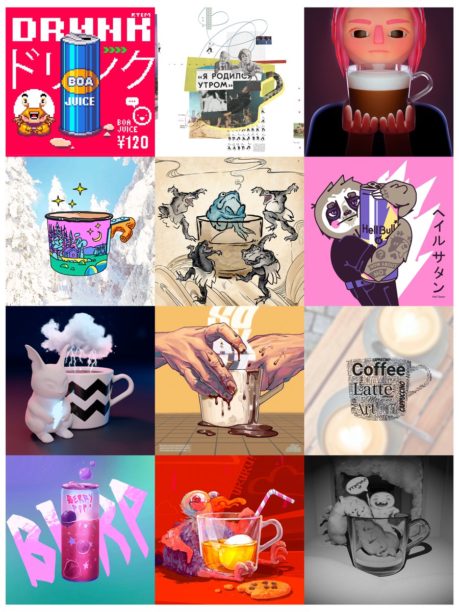 akihoneko's tweet image. У нас с коллегами новый коллаб, теперь делали плакаты на кухню с утренним напитком. Мой вверху отсылку на напиток и краба олды поймут! Как по мне, отлично вышло! Ждём когда напечатают выложу готовый результат.