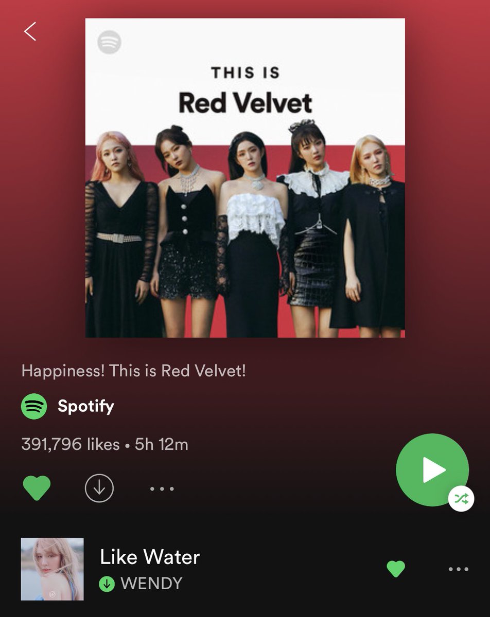 Like Water has been added to Spotify’s 'This Is Red Velvet' playlist!Stream here   https://open.spotify.com/playlist/37i9dQZF1DX4NMZ4UC3NCh?si=DvMLx3FmSiCyBidBPJMKYA