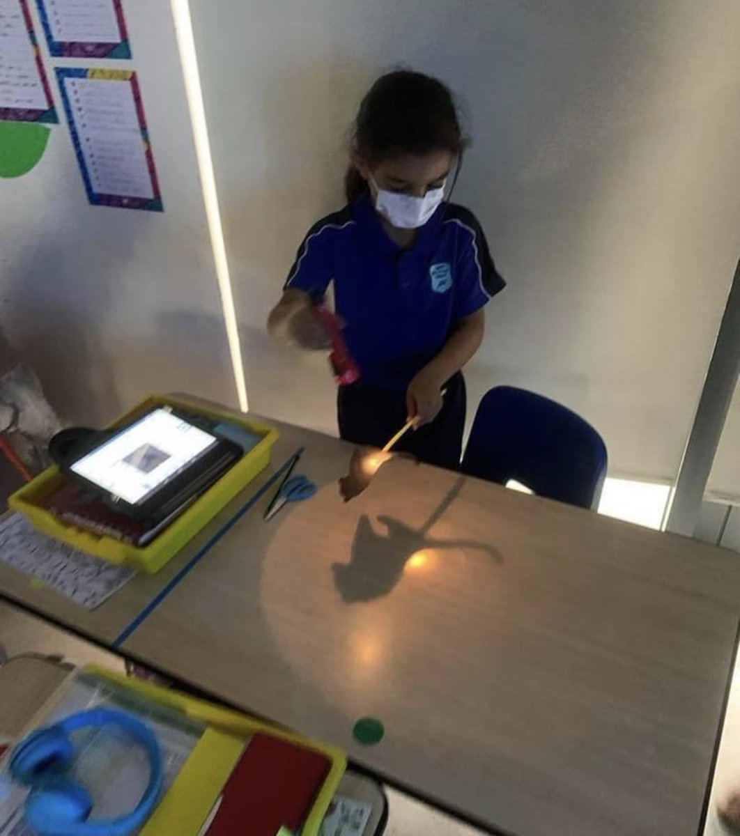 GEMSFPS's tweet photo. Year 3 have been looking into light and how and why shadows are created. Using torches in a dark classroom, the students were able to see how the shadows were formed &amp; how the light effected their puppets.
#shadowpuppets #experimenting #learninginthedark #lightfun #GEMSEducation https://t.co/LuvhOGKFXS