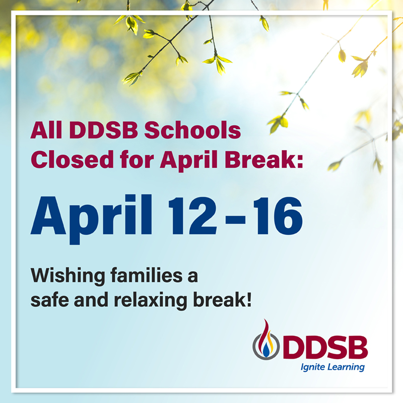 Frenchman's Bay PS (@frenchmansbayps) on Twitter photo Wishing Frenchman’s Bay PS families a safe and relaxing April Break! Reminder that all @DurhamDSB schools will be closed for the break April 12-16. #DDSBWellBeing #WeAreDDSB Wishing Frenchman’s Bay PS families a safe and relaxing April Break! Reminder that all @DurhamDSB schools will be closed for the break April 12-16. #DDSBWellBeing #WeAreDDSB