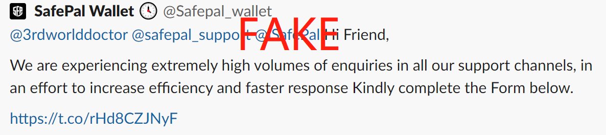 SafePal's tweet photo. Please Beware of SCAMS like this⛔️

They are requesting users to fill out suspicious forms &amp; redirecting you to scam websites, applications, or programs⛔️

@Safepal_wallet ◀️SCAM

PLEASE DO NOT SHARE YOUR SEED PHRASE⛔️ https://t.co/OvMC0BAyjX