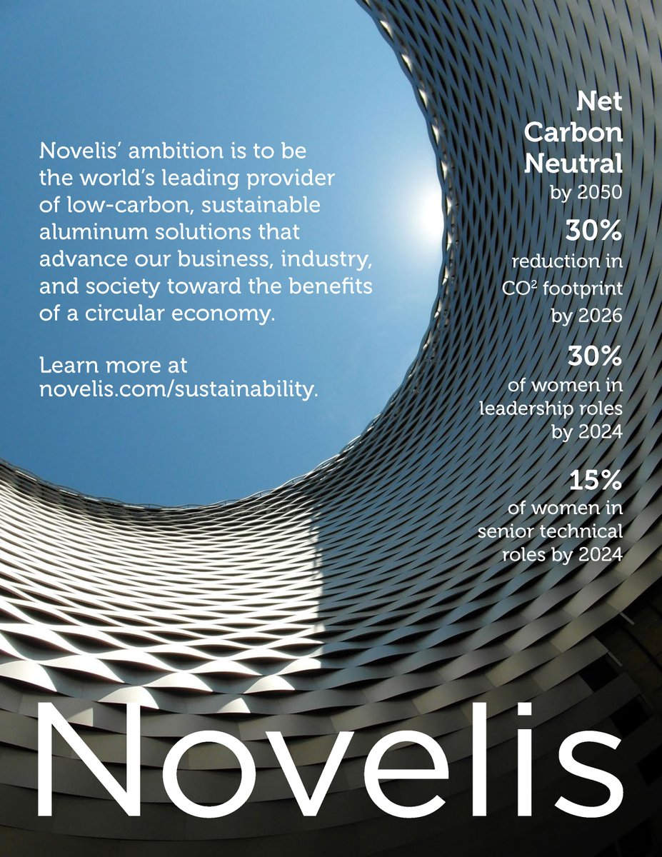 Novelis's tweet photo. Today we have announced a new ambition to be the world’s leading provider of low-carbon, sustainable aluminum solutions which will advance our business, industry and society toward the benefits of a circular economy. https://t.co/51Lrub4kDx