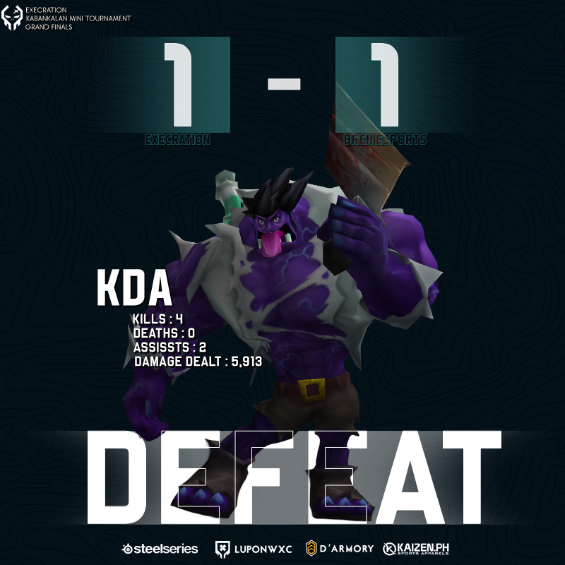ExecrationGG's tweet photo. GO HOME OR GO BIG? We are now leading the series by 2-1 against Bren Esports. Watch us in Game 4 at Hookings TV FB Page #LabanExe
#ExeShot #ExeWin #ForGlory #LuponWxC
#SteelSeries #DArmory #KaizenPH https://t.co/QAcImKqbLY