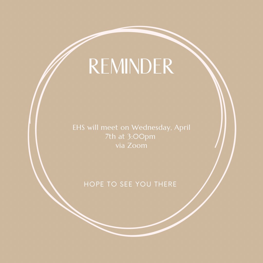 🗓EHS will meet tomorrow at 3pm.