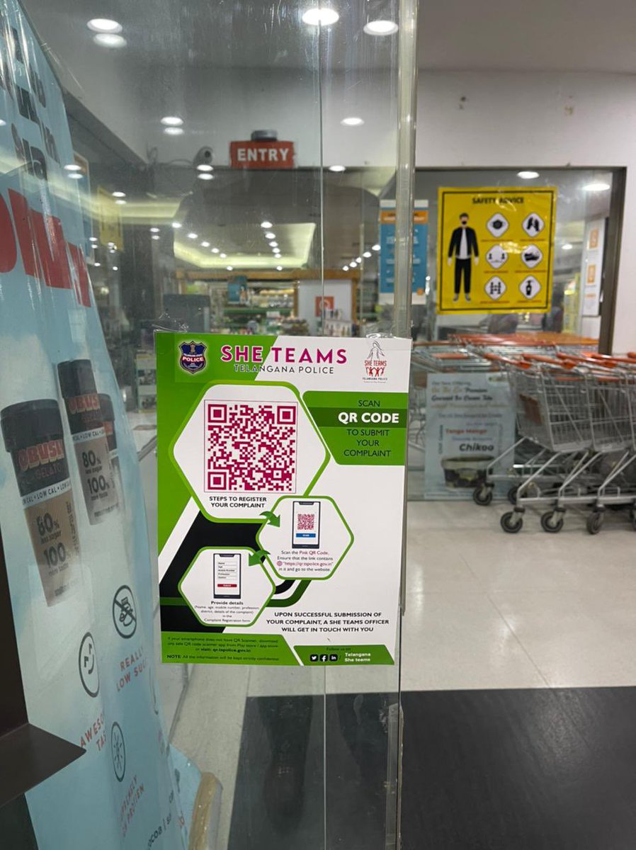 QMartRetail's tweet photo. Proud to support the initiative to spread awareness about women’s safety.
Placed QR code at various locations as part of the @ts_womensafety awareness campaign
@SumathiIPS @SwatiLakra_IPS @TelanganaPolice https://t.co/hD0DB5yC5t