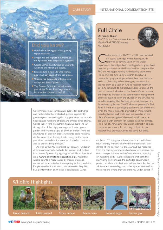 📰<a href="/Gameandwildlife/">The Game & Wildlife Conservation Trust</a> dedica un amplio reportaje, en su publicación  #Gamewise primavera 2021, al Proyecto #RUFA y cómo cazadores, gestores y agricultores de diferentes puntos de España, mano a mano con científicos, están trabajando para recuperar a nuestra preciada perdiz roja 💪