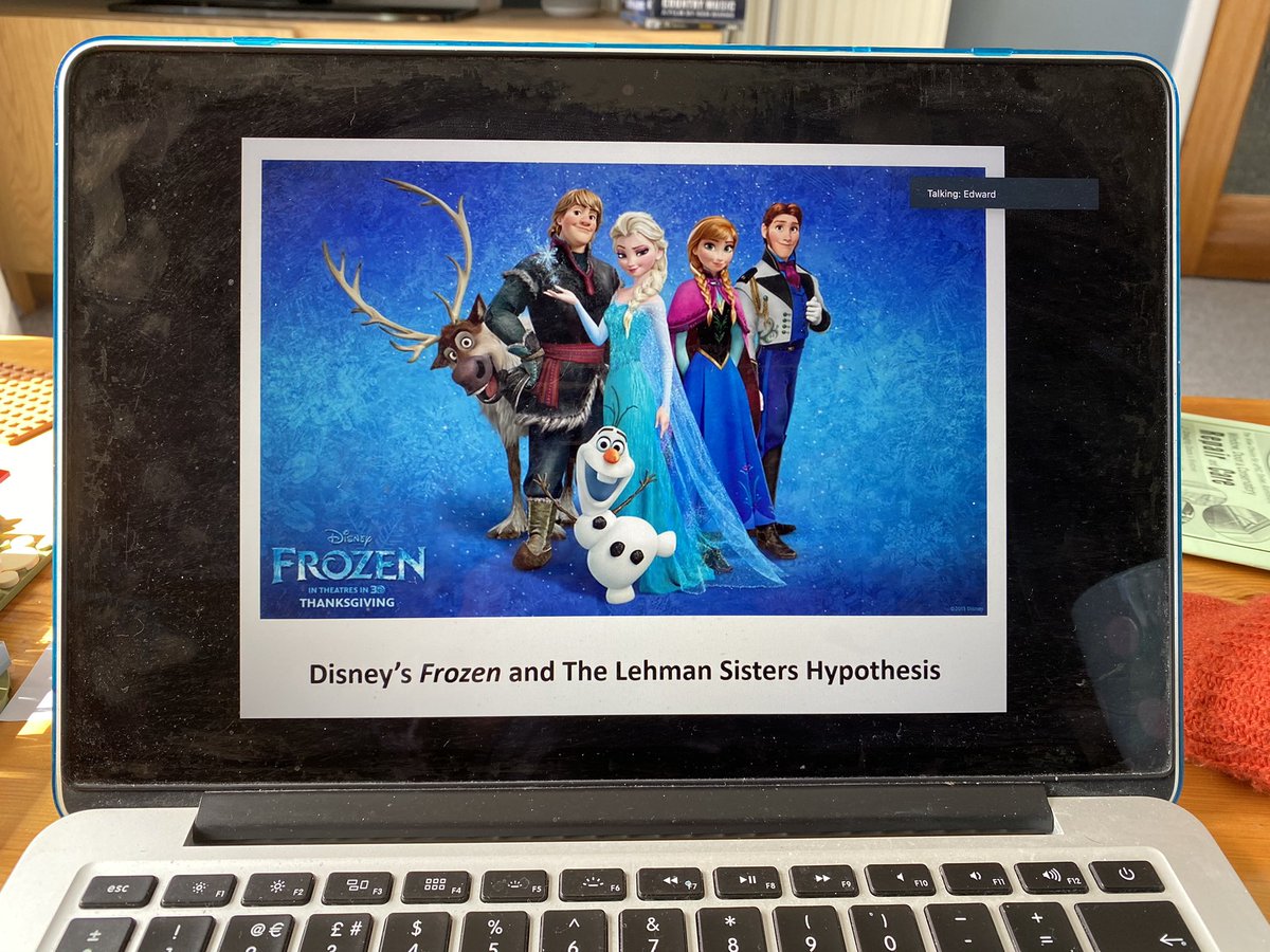 Brilliant presentation right now on #Frozen and the Lehman Sisters Hypothesis. How does Frozen reflect the 2008 financial crisis? What readings of Disney films also relate to important world events, end of Cold War (Little Mermaid) etc. #BAAS2021