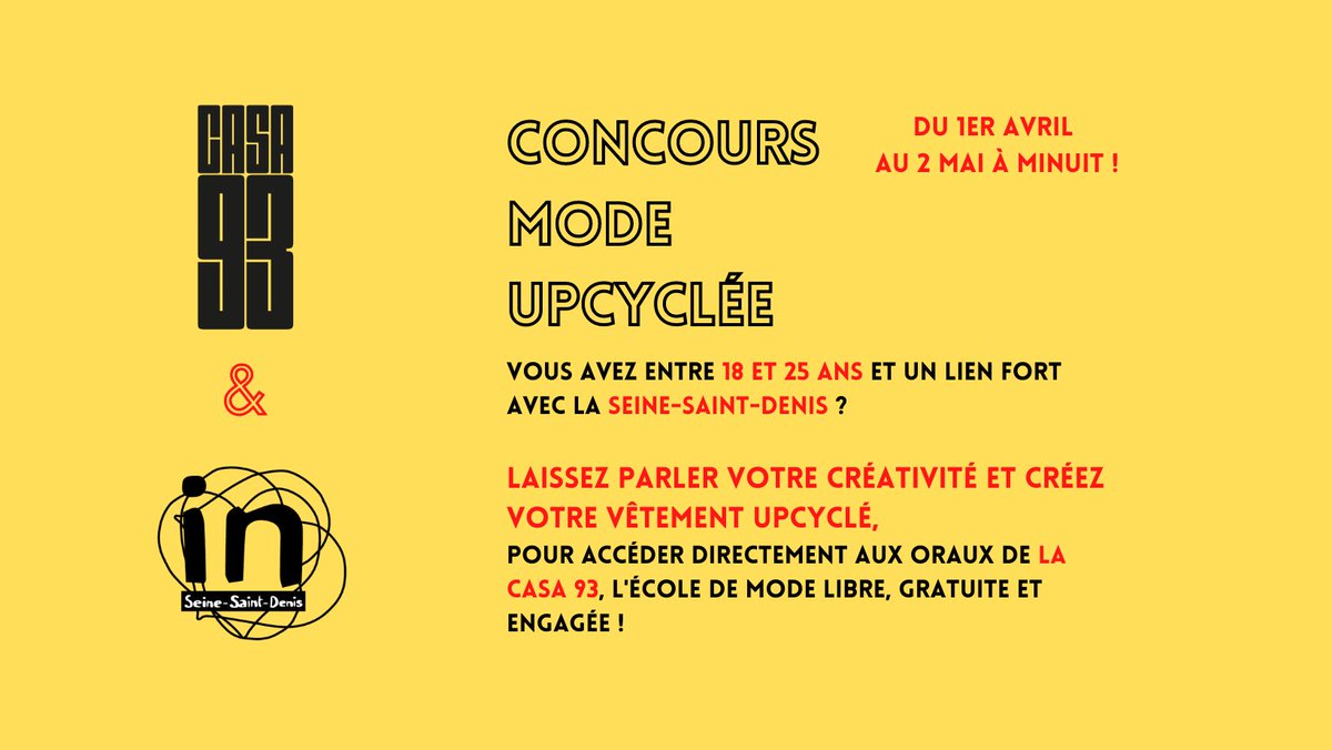 Participez au concours de #mode #upcyclée de la <a href="/Casa__93/">CASA93</a> et du <a href="/inssd93/">IN SEINE-SAINT-DENIS</a> !