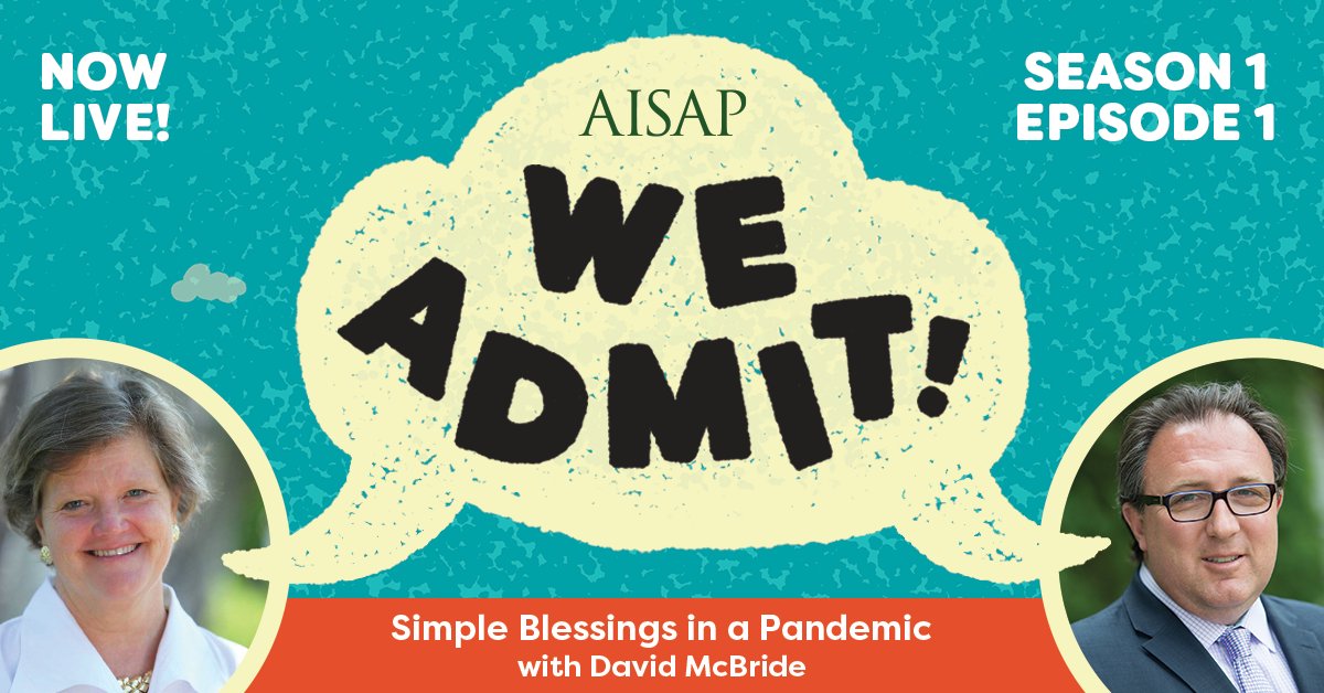 AISAPinfo's tweet photo. The We Admit! Podcast is now live! Listen to our first episode of true stories from #enrollmentmanagement professional David McBride. https://t.co/vMY3TFW1Zr #weadmit #admissionsprofessionals https://t.co/O6LMNqMiap