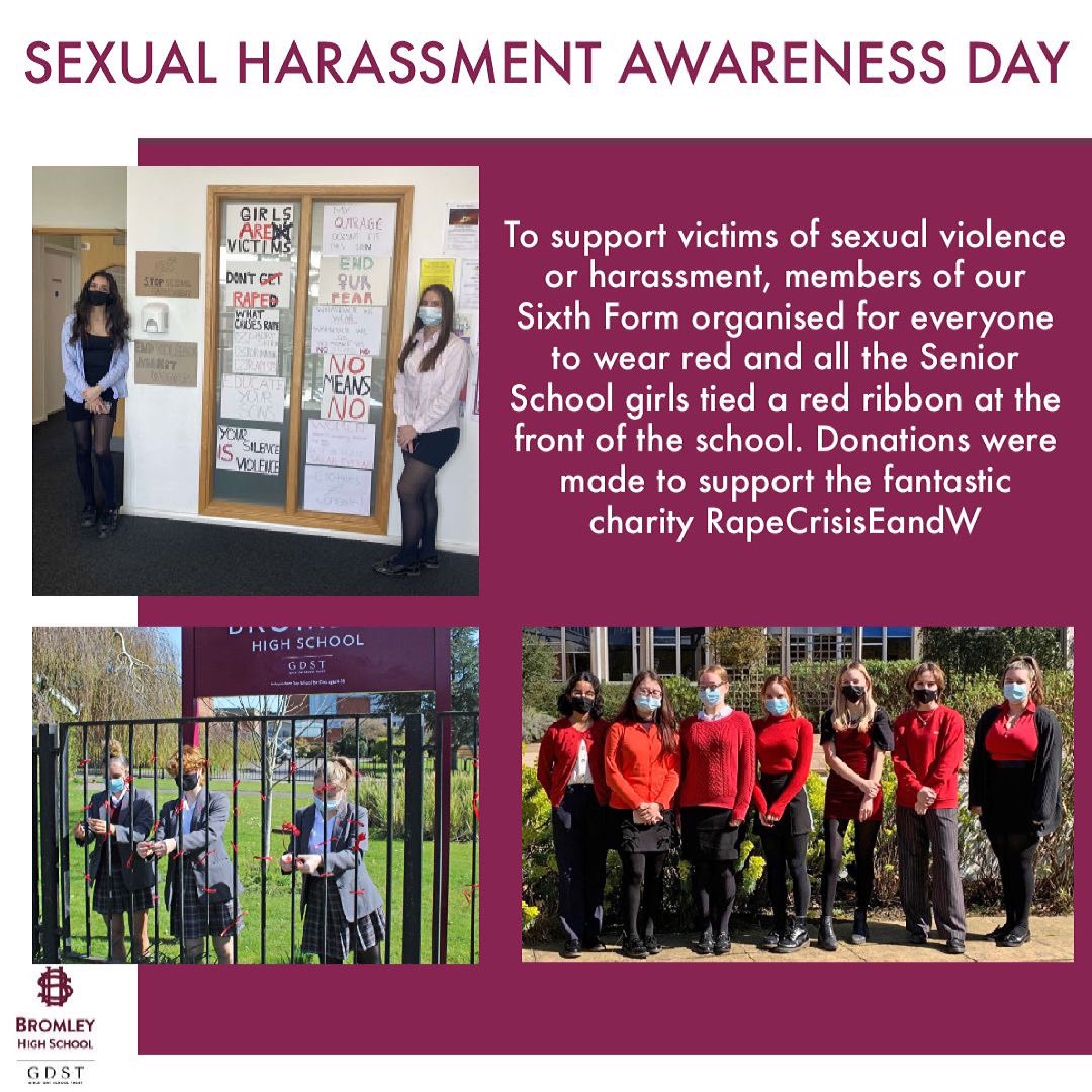 In the last week of term, members of the sixth form organised for students to wear red and tie red ribbon onto the school gate to raise awareness for sexual harassment. Donations were made to support charity <a href="/RapeCrisisEandW/">Rape Crisis England & Wales</a> 👏