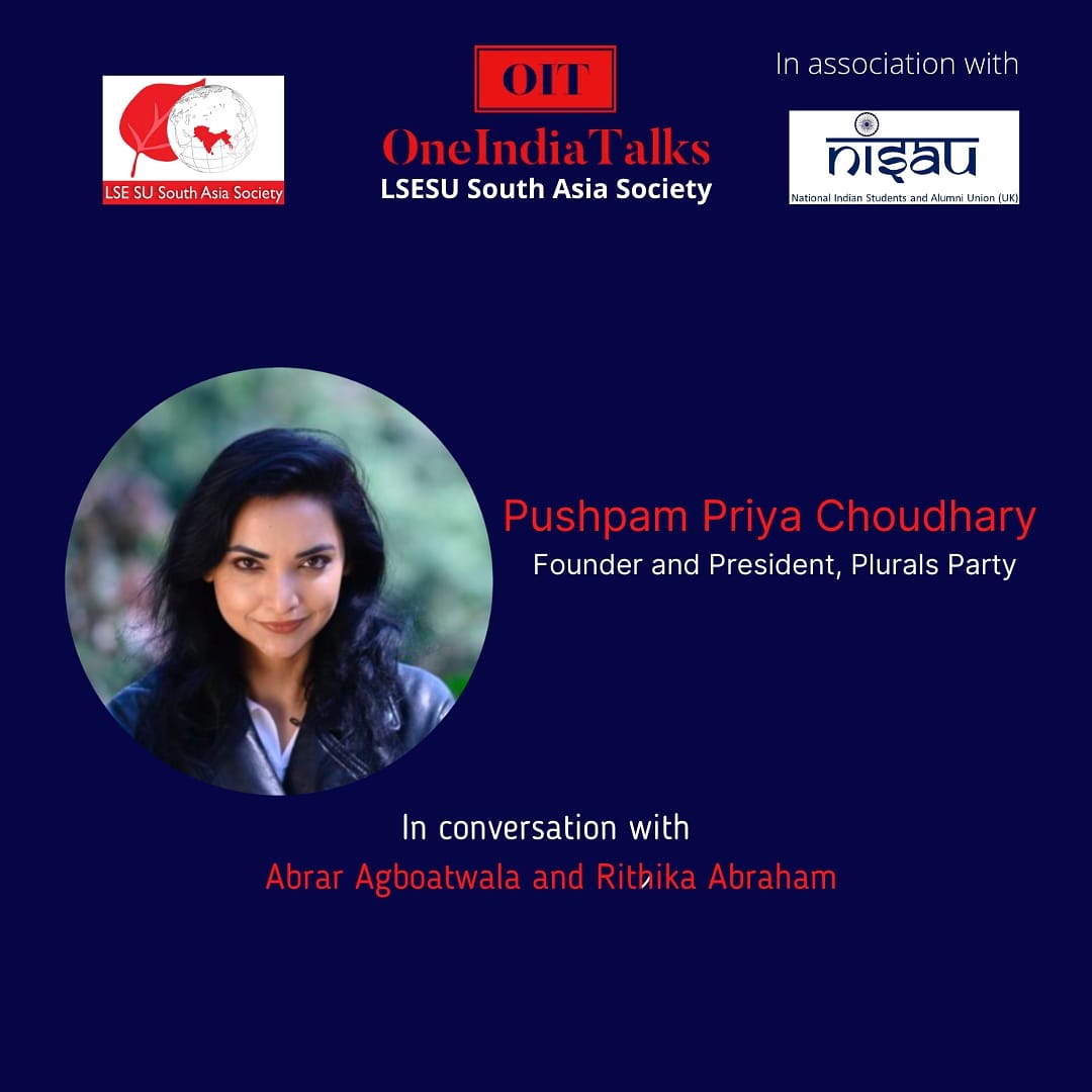 OneIndiaTalks's tweet photo. We're excited to introduce you to our next guest, Ms Pushpam Priya Choudhary @pushpampc13 from the @plurals1313 Plurals Party on the 8th of April.
#lse #pushpam #modi #pmmodi #amitshah #congress #bjp #pluralsparty
#oneindiatalks #realluminaries #lsesu #lseindia #visionforindia https://t.co/NsX3G5zFVC