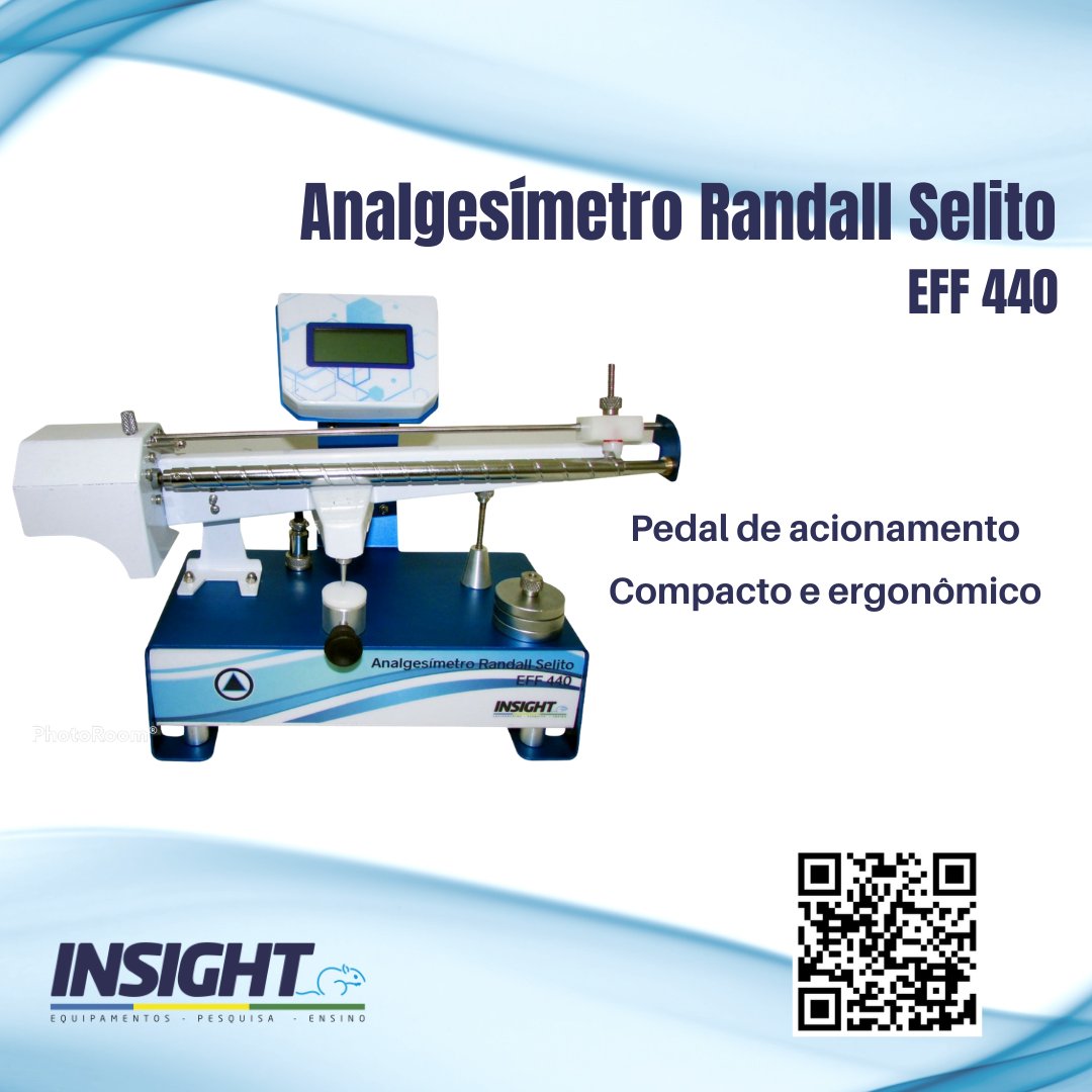 Insightltda's tweet image. Lançado para avaliar os efeitos de agentes analgésicos sobre os limiares de resposta à estimulação por pressão mecânica, o Analgesímetro Randall Selito permite mensurar a reação do estímulo de dor de maneira quantitativa ao pressionar diferentes membros do corpo do animal.