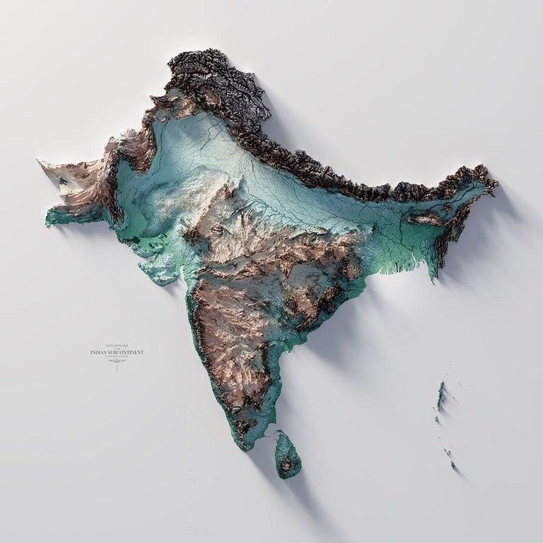 Topographical Map Of India Michael Li 李之樸 On Twitter: "This Topographical Map Of The Indian Subcontinent Is So Fascinating Https://T.co/Nspywd4S1T" / Twitter