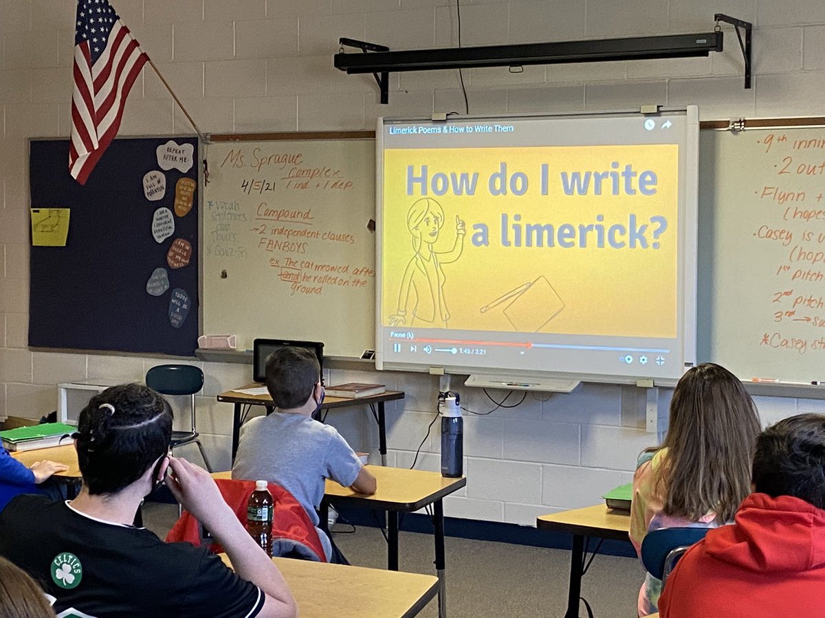 Starting the day with some walk-throughs connecting with students and staff!  Starting to think about writing a limerick!   #7thGrade Maybe we could do a contest here?  🤔 <a href="/sprague_english/">Laura Sprague</a> 🐻🎯🎯🐻@cms_grizzlies