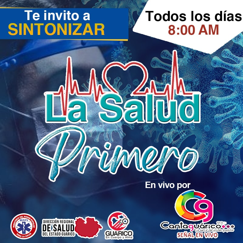 📍 EN VIVO 📍 

🔴  Sintoniza tu programa radial "La Salud Primero", escucha importantes anuncios sobre el balance contra el Covid-19 en el estado Guárico 🎙️

Todos los días por CantaGuárico 91.3fm
Hora 8:00 am

#CuidémonosDelVirus
#EnCuerpoYAlmaPorGuárico