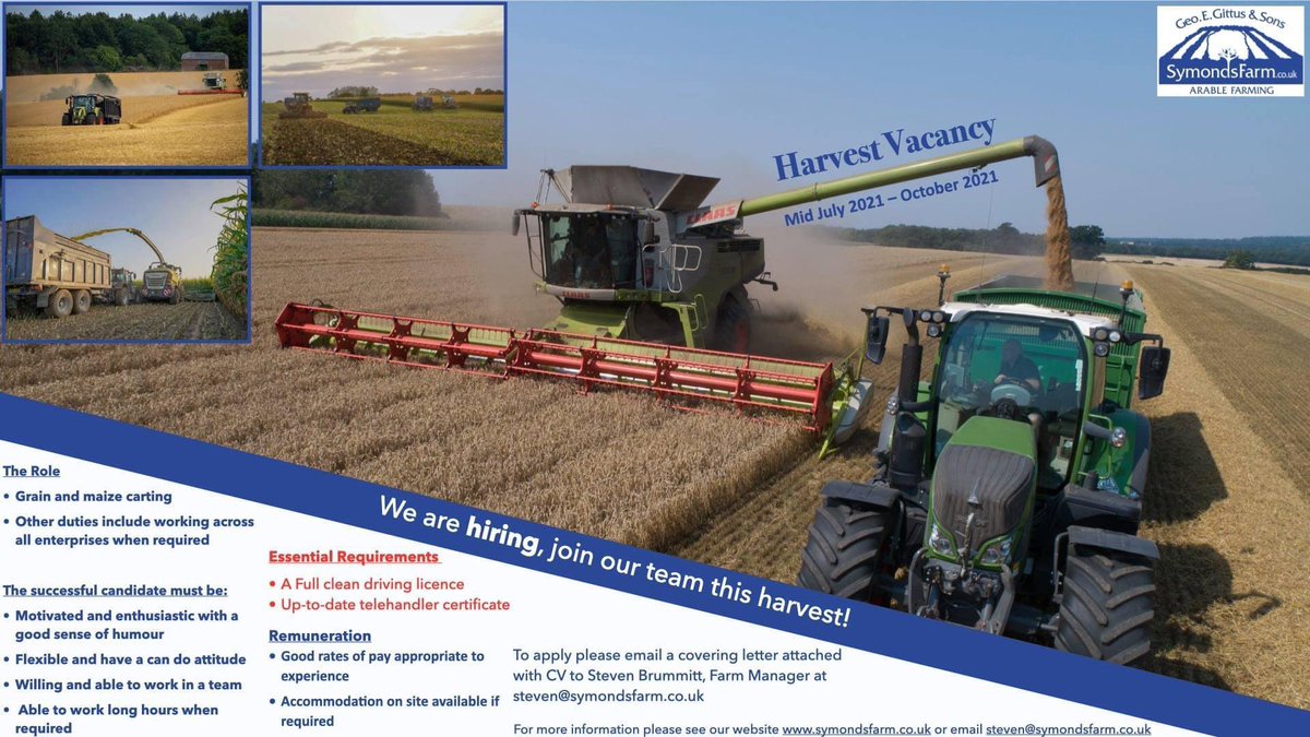 Due to unforseen circumstances we are now looking for another person to join our team at harvest time. Please get in touch if you are interested.

Retweets appreciated.