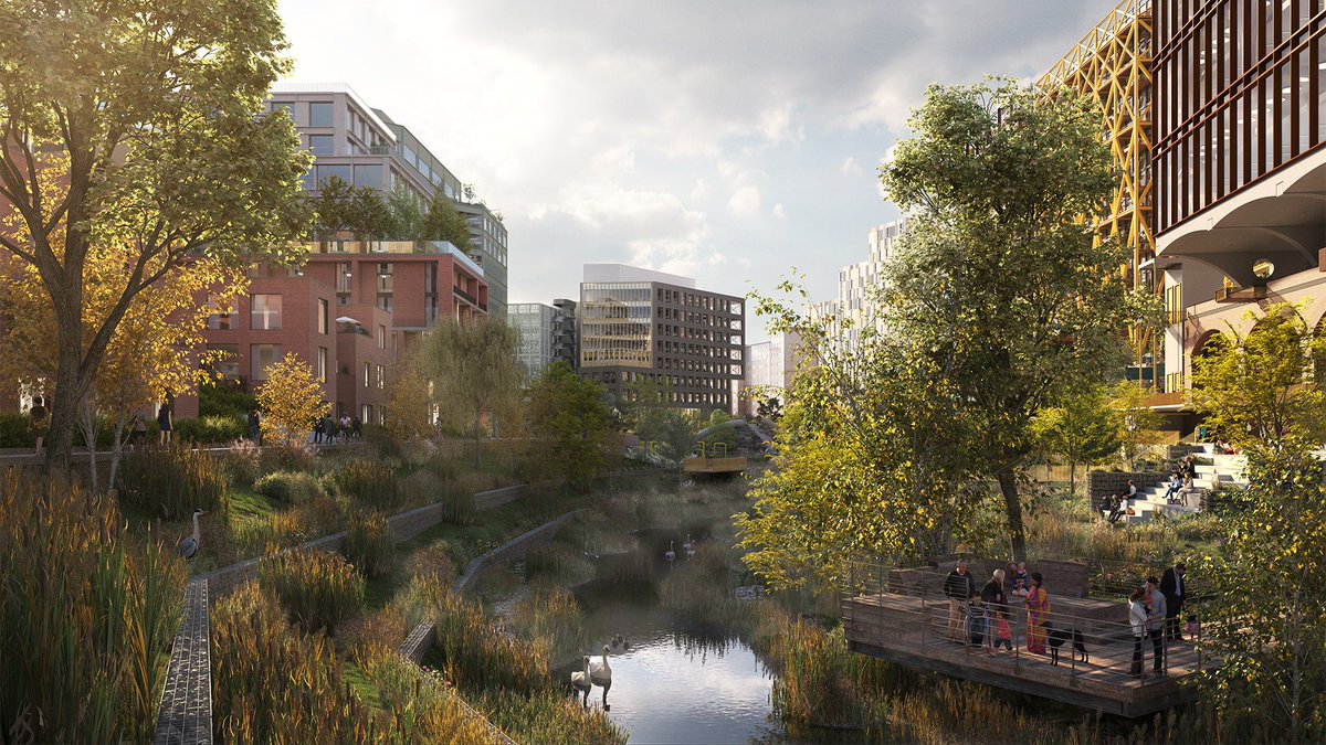 MayfieldMCR's tweet photo. The River Medlock rises in the hills above Oldham and flows into the River Irwell in central #Manchester. Much of the lower-reaches of the river runs underground, but soon we will begin uncovering and restoring part of it to form a scenic focus for the stunning new #MayfieldPark https://t.co/5QEkv9QlkP