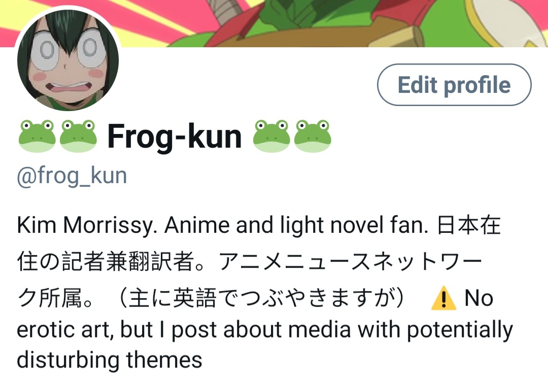 Frog Kun Added A Warning To My Twitter Bio Because I Post About A Lot Of Media With Potential Triggers And I Think People Should Know About That Before