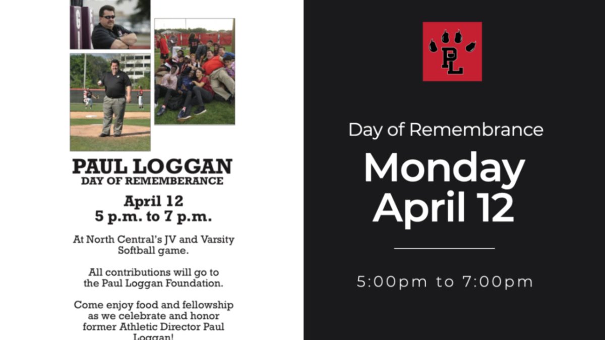 panthersnc's tweet photo. April 12 marks the one year anniversary of the passing of Mr. Loggan.  Please come enjoy memories, fellowship and some softball as the Panthers take on Perry Meridian.  A donation to the Paul Loggan Foundation will be your ticket to the game. https://t.co/ilTlKszFBH