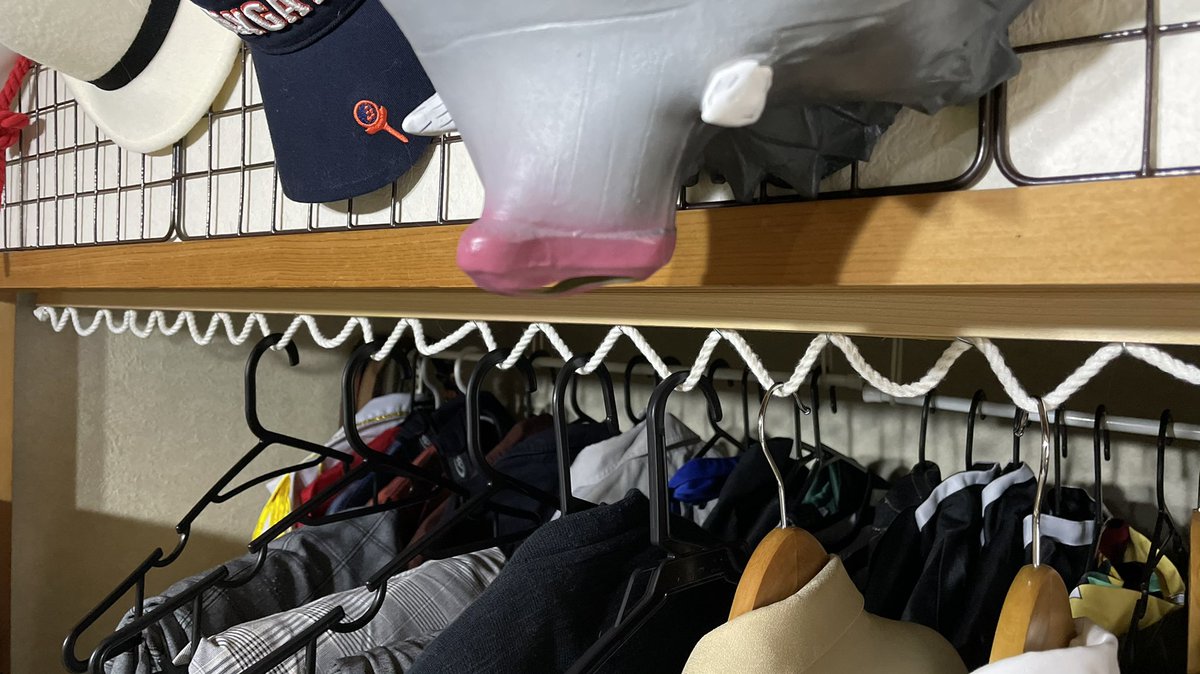 コウ Twins ツインズ 紐式のハンガーラック自作して取り付けました 衣装棚