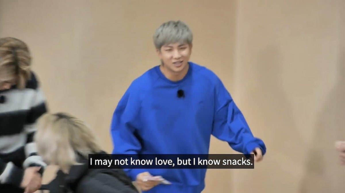 EUPH0RIAL0VE's tweet photo. “i may not know love, but i know snacks” - kim namjoon (2021) https://t.co/hE5PsSbfPd