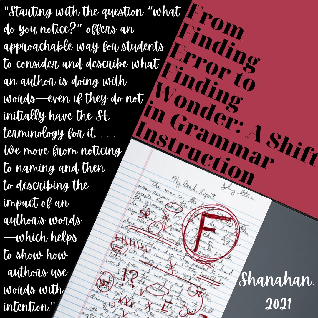 Everyone remembers the feeling of getting a paper returned covered in red pen.  This is not a positive memory.  Discover a new way to teach grammar in the latest issue of Voices from the Middle @ library.ncte.org/journals/vm/is…