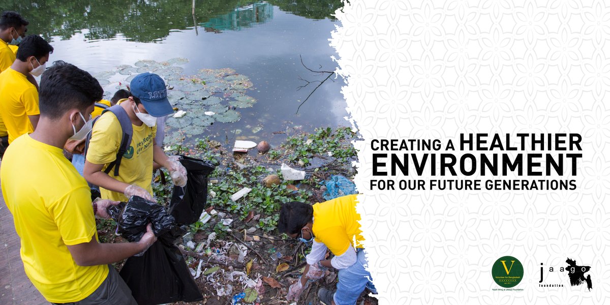 JAAGOFoundation's tweet photo. Seeing garbage scattered all over the lake, our young volunteers of JAAGO took the matter into their own hands to clean Dhanmondi lake. They also interacted with the locals to create awareness about environmental pollution hazards. 

#CleanDhaka #YouthInAction #JAAGO #VBD https://t.co/nEqEPNWlqa