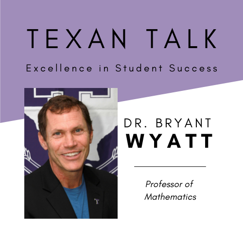 TarletonCEE's tweet photo. Don't forget! Dr. Wyatt honored for the #ExcellenceinStudentTeaching Award by @MathTarleton will take part in a #TexanTalk on Tuesday, April 6th from 12-1 pm. This event will be livestreamed at https://t.co/W1MjcLkEzs. https://t.co/TAf0vaOgEN
