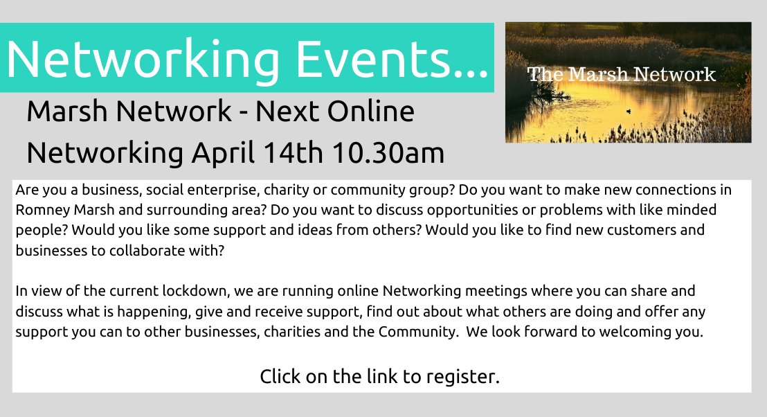 Marsh Network - Next Online #Kent #Business #Networking Weds 14th April 10.30am with <a href="/TDBotty/">Terry D Botfield</a> <a href="/the_comp_lady/">Alison Gordon</a>. ONLY £5. First timers go FREE.... <a href="/vanillaweb/">Paul Andrews</a>; 
supplymybusiness.co.uk/business/commu…