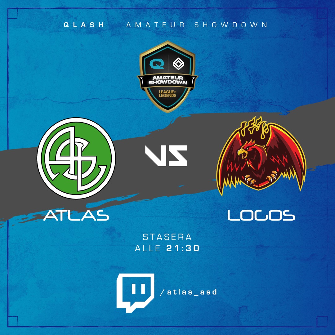 Stasera alle 21:30 sul nostro canale  twitch.tv/Atlas_asd giocheremo il nostro primo game del tier C di #QAS contro i LOGOS castati dai mitici <a href="/MrVes1/">MrVes</a> e <a href="/RainYavema/">Shicchan</a>, non mancate!
#atlaswin