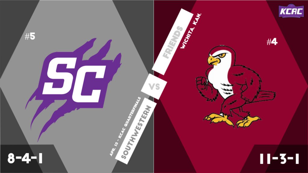 OFFICIAL: <a href="/BuilderMSoccer/">Southwestern Men's Soccer</a> has earned the No. 5 seed in the upcoming KCAC Tournament and will take on No. 4 seed Friends on Saturday (4/10) on the road.

Start time is scheduled for 7:00pm from Wichita.