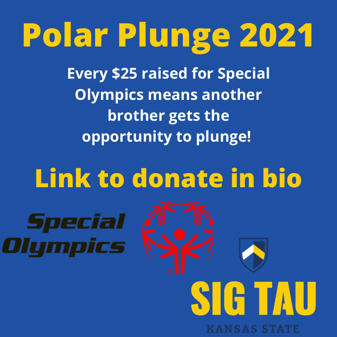 SigTauKState's tweet photo. 🚨 Polar Plunge is this Saturday! ❄️ Please help us raise money for @SOmanhattan using the link in the bio!

#SigTau #KState @IFCatKstate https://t.co/rT4O2xTuH6