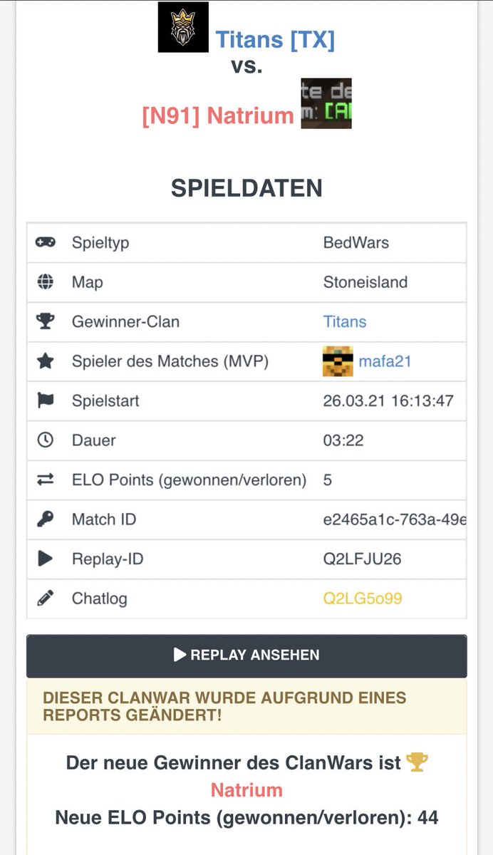 So, hier nochmal ein richtiger Tweet. 
Nun wurde der Spieler "mafa21" aus dem Clan Titans gebannt. Fordert euer Elo Back &amp; sucht nach Szenen 🤝

RT?💯