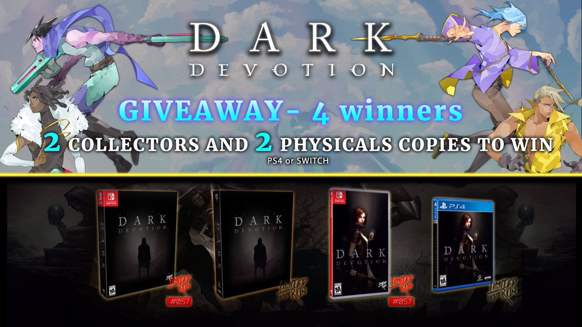 HibernianWS's tweet image. To celebrate #AstralAscent Kickstarter campaign, here is a giveaway to win physical copies of @LimitedRunGames editions of Dark Devotion, collectors and classics: 4winners!

Click here to participate👉 bit.ly/3uFXZMn ・ﾟ