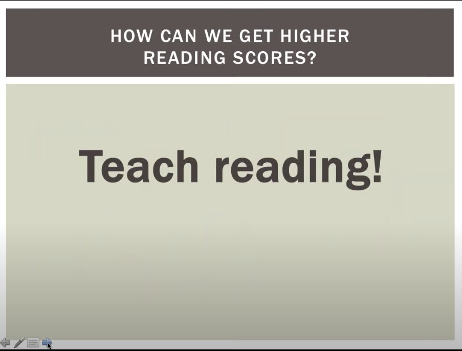 "My overall recommendation: if you want higher reading scores, you're gonna have to teach reading; not teach kids how to do well on tests per se." <a href="/ReadingShanahan/">Timothy Shanahan</a>  #Wisdom