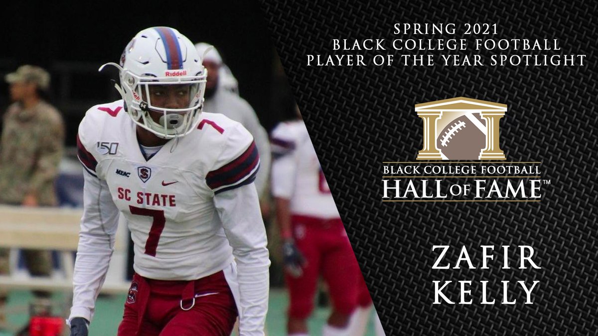 BCFHOF's tweet photo. Black College Football Player of the Year Spotlight: @SCState_Fb DB Zafir Kelly (@Zafir_kelly0) had six tackles, two interceptions and two pass breakups in the Bulldogs win over Alabama State. 🏈 https://t.co/6n25pJ8FJ1