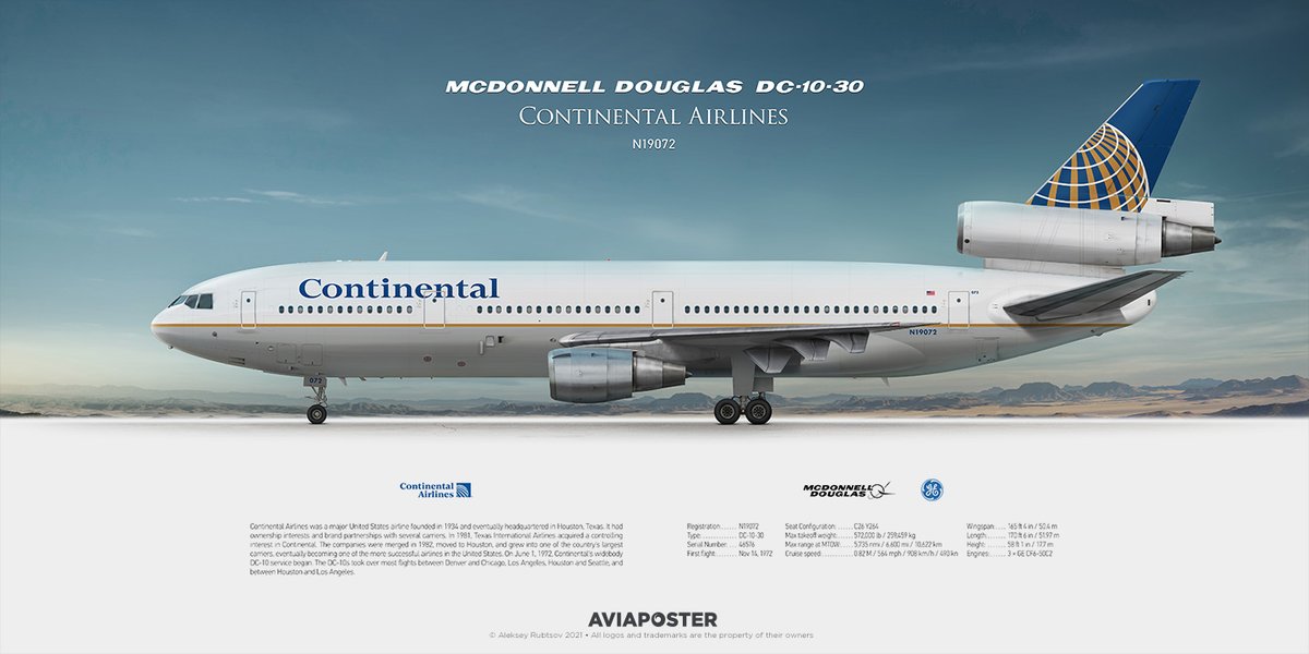 McDonnell Douglas DC-10-30 Continental Airlines N19072
Poster for Aviators.
#aviationprints #aviationart #aircraftpicture #aircraftprints #airside #avgeek #ContinentalAirlines #McDonnellDouglas #DC10 #DC1030 #trijet