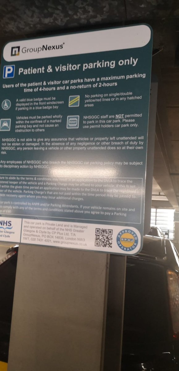 ciaragilbride's tweet photo. Absolutely shocking to see NHS staff prohibited from parking at their own work!! @theSNP @NicolaSturgeon This needs to be stopped! (Sent from my mum before her shift in ICU) Disgusting to see. https://t.co/IJR1kIydHB