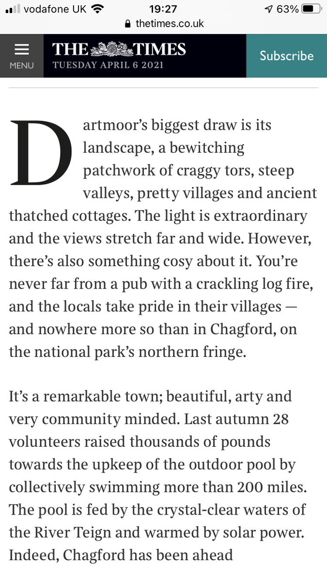 chagfordpool's tweet photo. Great to see Chagford Pool mentioned in the @thesundaytimes this week! 

#lido #outdoorswimming #dartmoor #devon #chagford https://t.co/FmjUrVjHh3