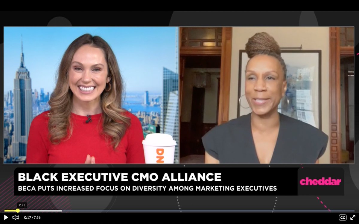 Last week, I had a live interview with 
<a href="/cheddar/">Cheddar</a> discussing the important mission of the 
<a href="/TheOfficialBECA/">BECA</a>. Learn more about our mission at blackexec.com and click on the interview link below.
cheddar.com/media/black-ex…

#BlackExecutiveCMOAlliance #BlackCsuite  #BECA