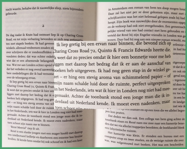Proud to get a mention in Dutch writer Arie Storm’s latest book! The narrator steps into the wonderful world of Quinto Bookshop, recognises the charming young man behind the counter, and together they go on an  adventure, involving #alanhollinghurst and #keats. Really! @ariestorm