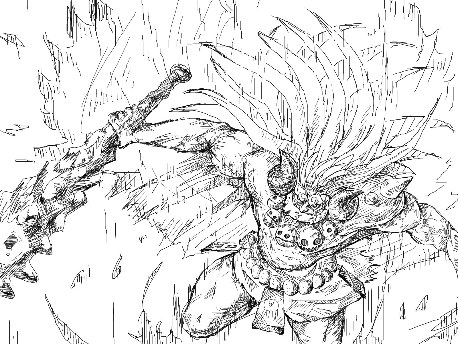 いちかわ 獄炎鬼にゃんまがカッコよかったので描きました 今回のガチャでは出すことが出来ませんでしたので にゃんまの情報は彼に教えてもらいました ホワイト Why にゃんこ大戦争 獄炎鬼にゃんま 鬼にゃんま