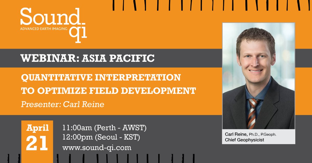 SoundQI's tweet image. If you are in the Asia-Pacific region, join us on April 21 at 11am to join Sound QI&apos;s expert Carl Reine to discover how to optimize field development with #QuantitativeInterpretation and information. Register now! hubs.li/H0KzDD70