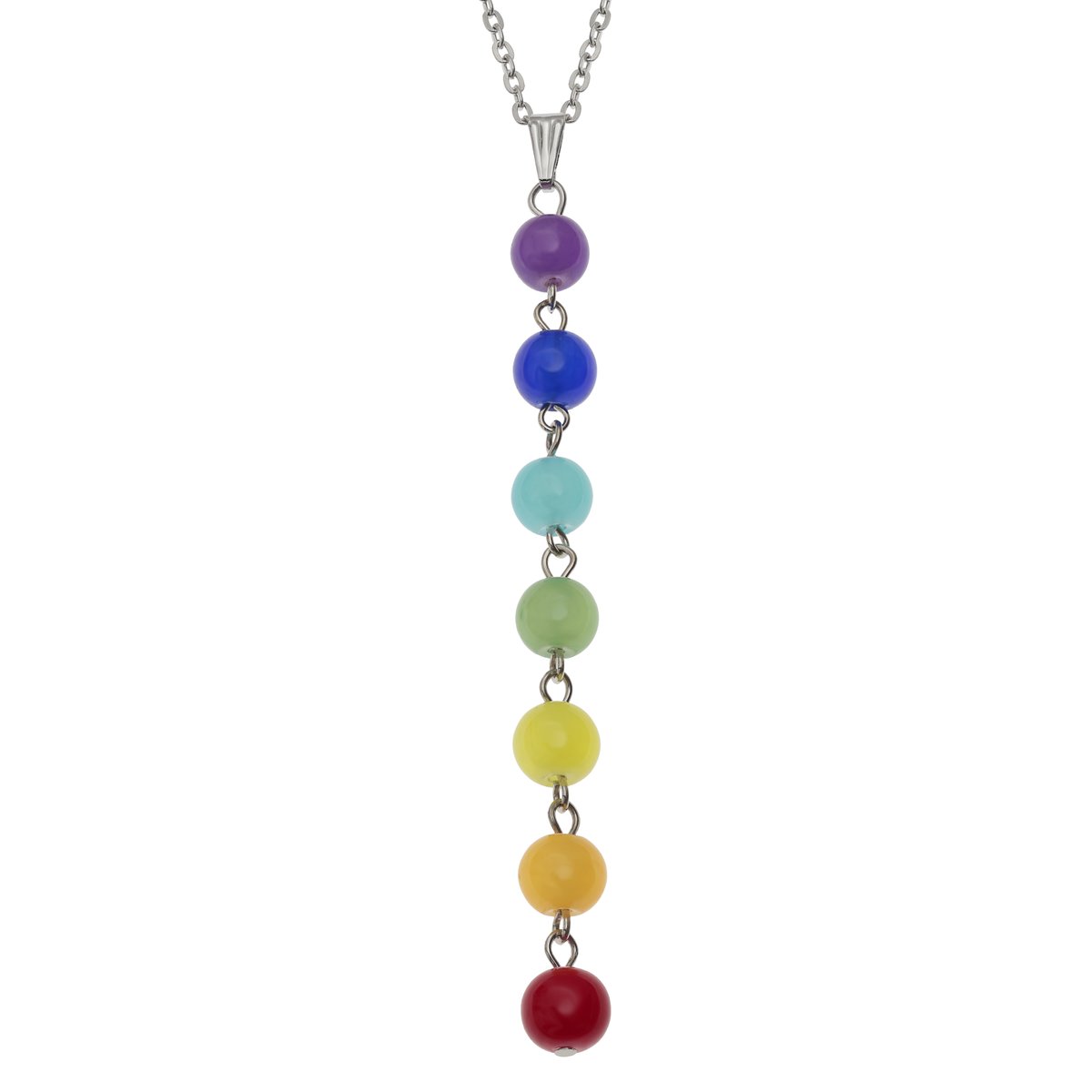 JewelleryTamsin's tweet image. Chakra Pendant Necklace with colourful glass beads.  Plated with hard-wearing &amp;amp; hypoallergenic rhodium.  Gift box included.  amandatamsin.co.uk/fashion-jewell…  #chakragifts #necklaces