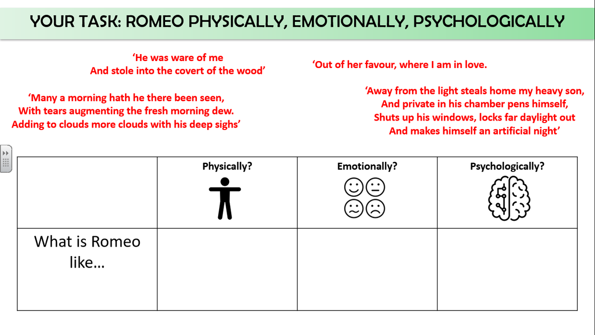 SPryke2's tweet photo. A few people have asked about the academic reading slides I shared yesterday for 'Romeo and Juliet'. They can be found in 'Lesson 2' of this folder which contains 4 lessons on Act 1, Scene 1. Help yourselves! https://t.co/7m49uFIXl2 @Team_English1 https://t.co/3EeX5f14ux