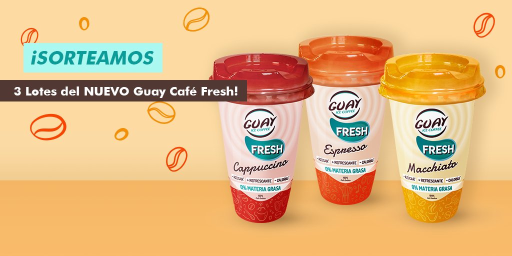 GuayCafe's tweet image. #SORTEO 100% FRESH
¿Quieres ganar un lote del NUEVO #GUAYCAFÉ FRESH?
Nos preparamos para el verano con nuestra variedad 0% materia grasa.

📌 PARTICIPA:  
1️⃣ Síguenos + RT
3️⃣ Menciona a 2 amig@s

¡MUCHA SUERTE! 🍀