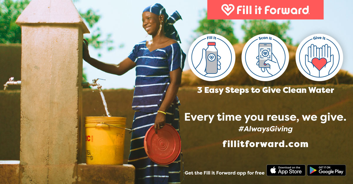Stay hydrated this Spring while you connect with a global community to make a better world, because every time you use, they give. #fillitforward.com #AlwaysGiving #serve #inspire #communityoutreach #stayconnected #GivingTuesday